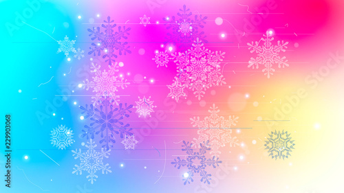Snowflakes and festive lights - vector background with beautiful snowflakes that merrily shine and shimmer in color space © Uladzimir