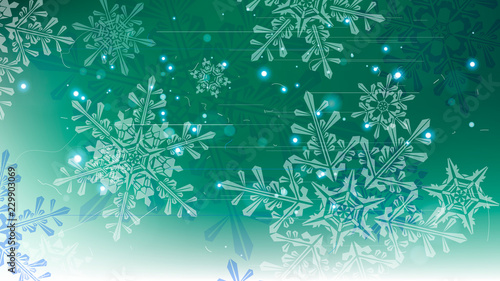 Snowflakes and festive lights - vector background with beautiful snowflakes that merrily shine and shimmer in color space