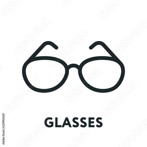 Glasses and Sunglasses Model. Optical Spectacles Fashion Lens. Vector Flat Line Icon.