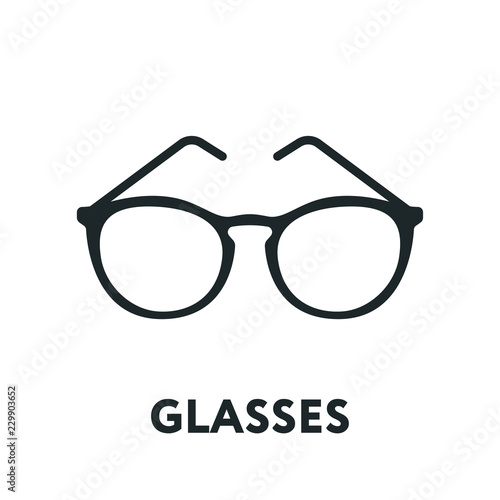 Glasses and Sunglasses Model. Optical Spectacles Fashion Lens. Vector Flat Line Icon.