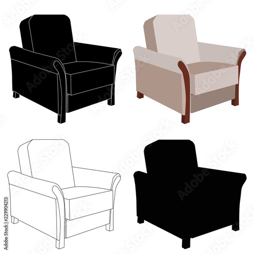 vector, set armchair