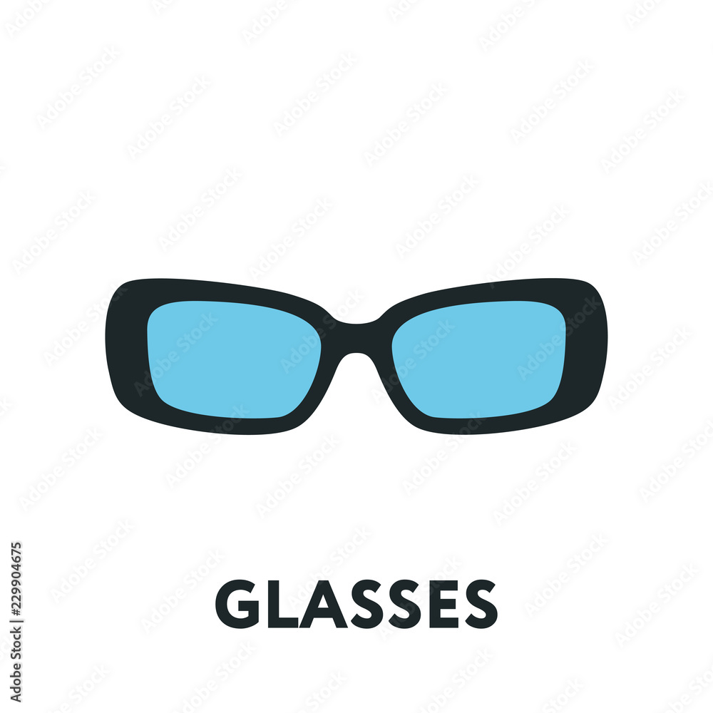 Glasses and Sunglasses Model. Optical Spectacles Fashion Lens. Color Vector Flat Line Icon.