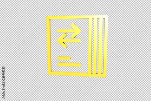 3D illustration of Borrowing, yellow color with transparent background.