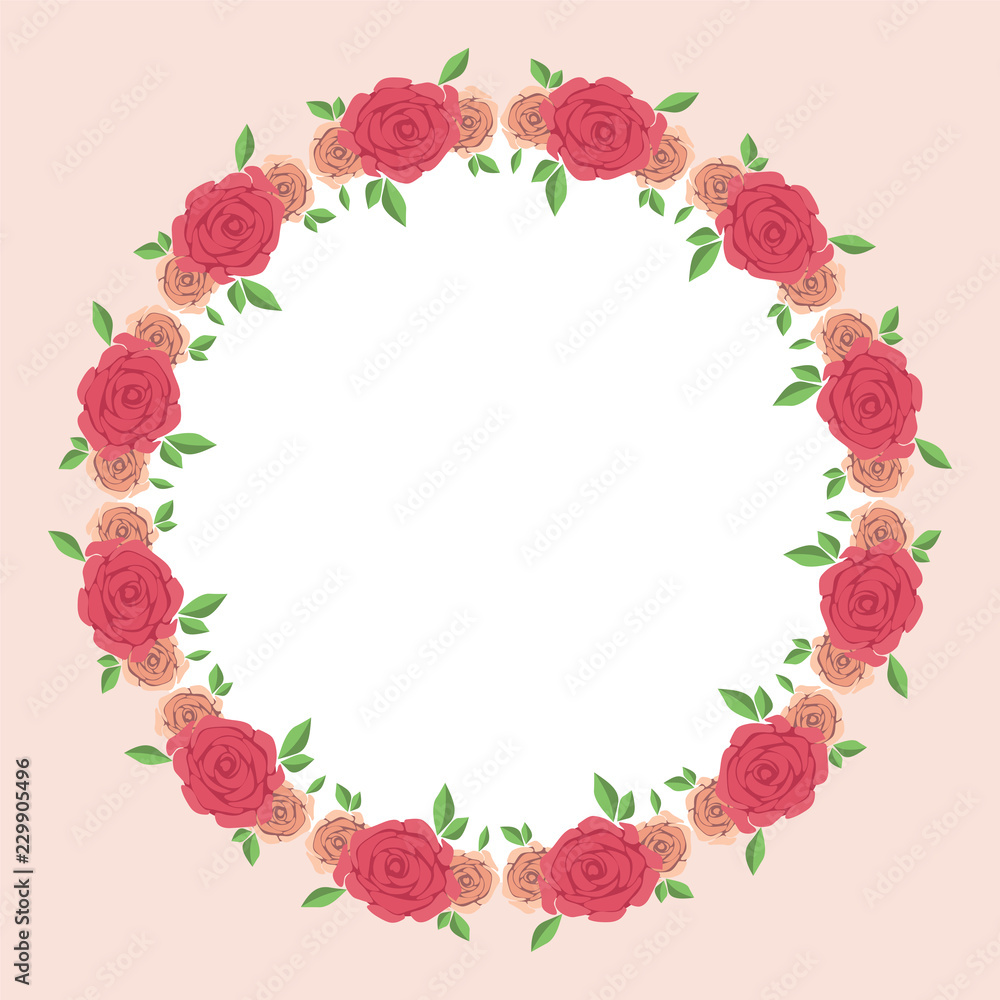 Vintage vector frame with colorful beautiful roses. Vector EPS10