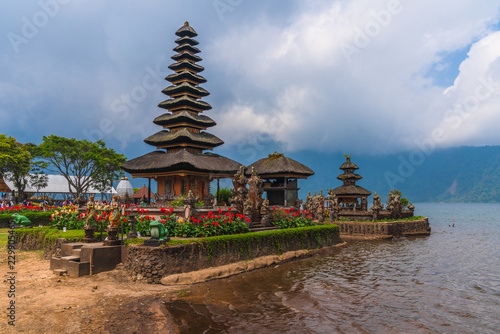 Famous temple near Gunung Batur volcano on Lake Batur Bali Indonesia.  