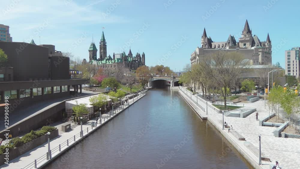 Rideau Canal In Summer With Canadian Parliament Buildings Ottawa Rideau Canal In Summer With Canadian Parliament Buildings Ottawa