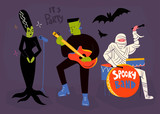 Halloween music artists. Hand drawn vector set. All elements are isolated 