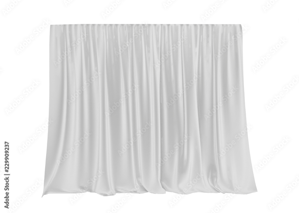 White silk curtain isolated on white background. 3d render. White silk curtain isolated on white background. 3d render.