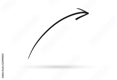 curve arrow draw doodle brush sketch cartoon isolated on white background