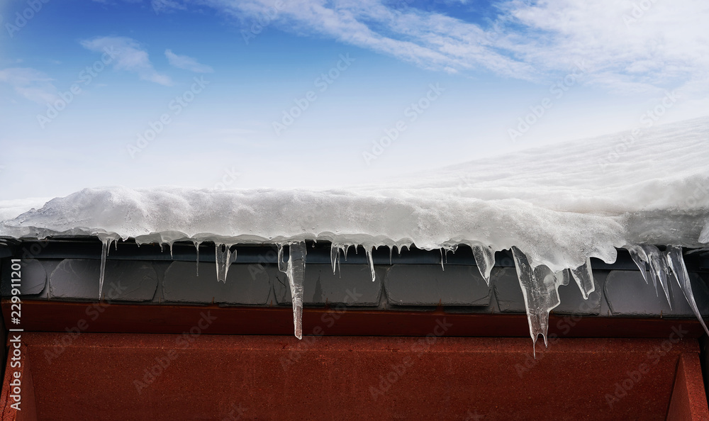 Iced roof closeup detail background