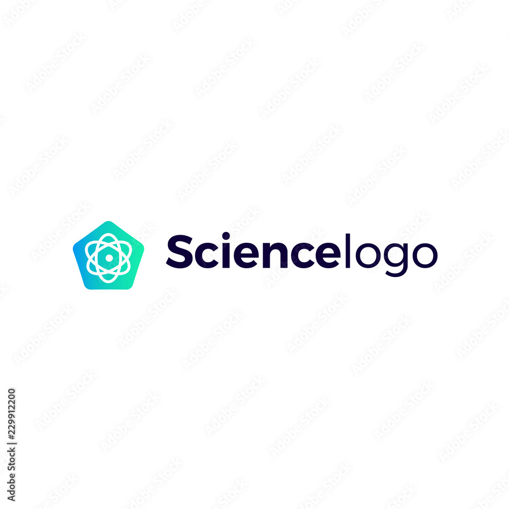 Fototapeta premium Science Vector Logo Neutron Spinning Orbit