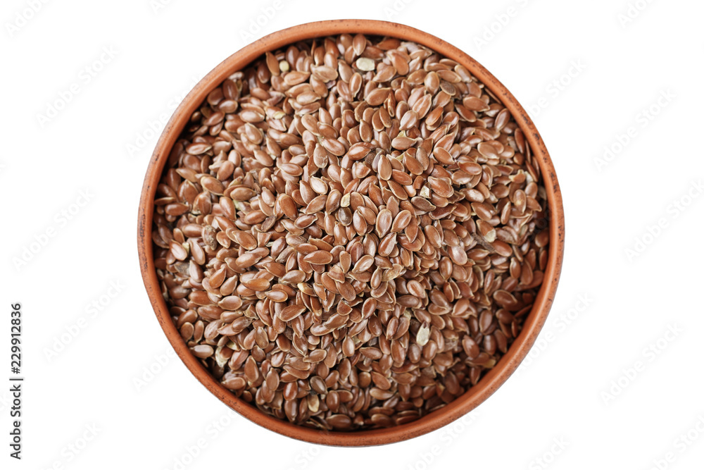 flax seeds in a plate - obrazy, fototapety, plakaty 
