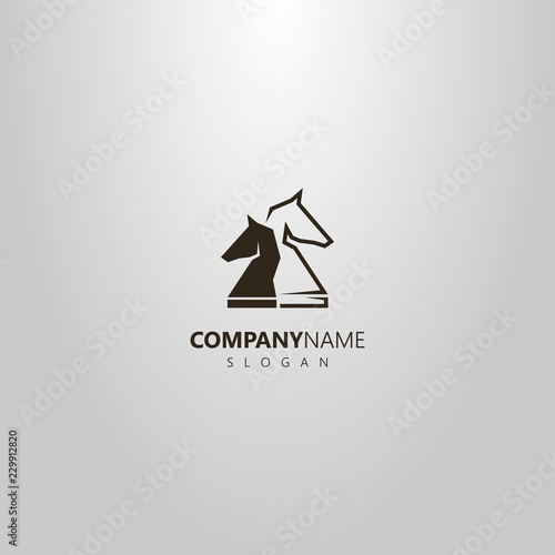 black and white simple vector logo of two chess knight pieces