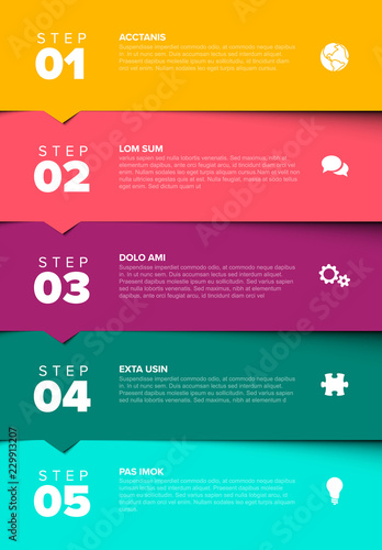 Vector progress five steps template
