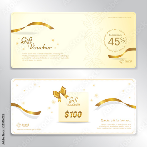 Gold glitter gift voucher, certificate, coupon for festive season