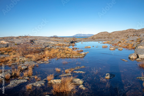 Happy hiking to Vikerheia mountain and snow on mountain topp photo