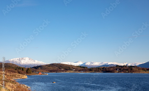 Happy hiking to Vikerheia mountain and snow on mountain topp photo