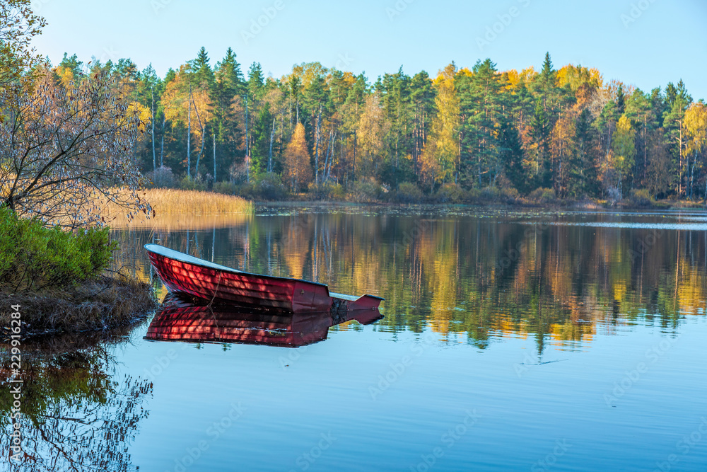 Naklejka premium Vattenfylld eka i insjö