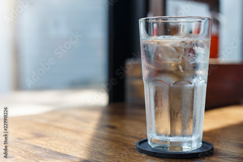 Glass of cold drinking water