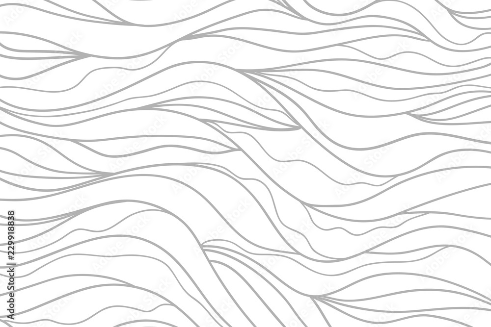 Monochrome wave pattern. Wavy background. Hand drawn lines. Hair ...