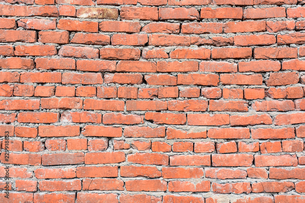 Fototapeta premium abstract red brick wall texture, old weathered surface