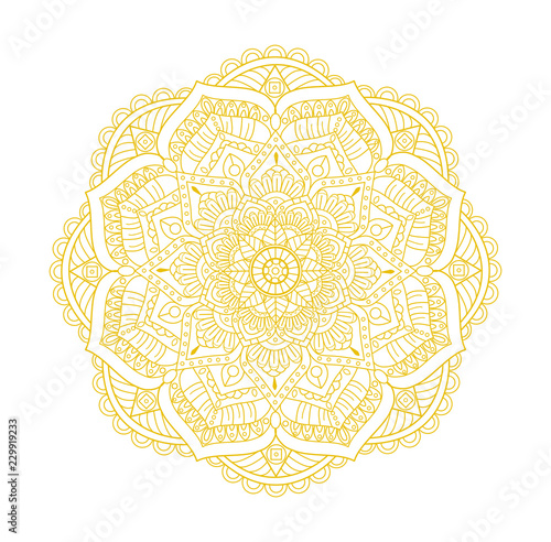 Vector illustration of a golden mandala isolated on white
