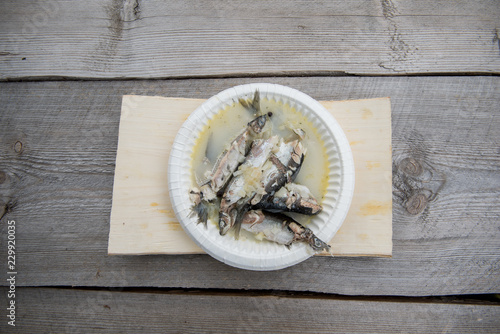 plate of rantakala a finnish fish soup dish made from fish cooked in butter photo