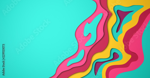 3D abstract background with paper cut shapes. Blank business cards in a sleek design.