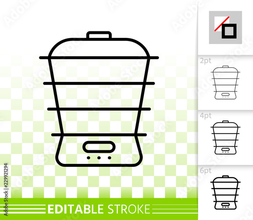 Steamer simple black line vector icon