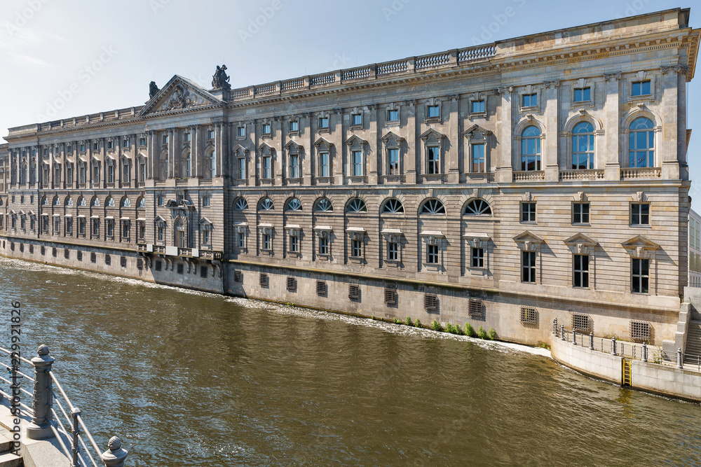 Spree river and New Stables building in Berlin, Germany.