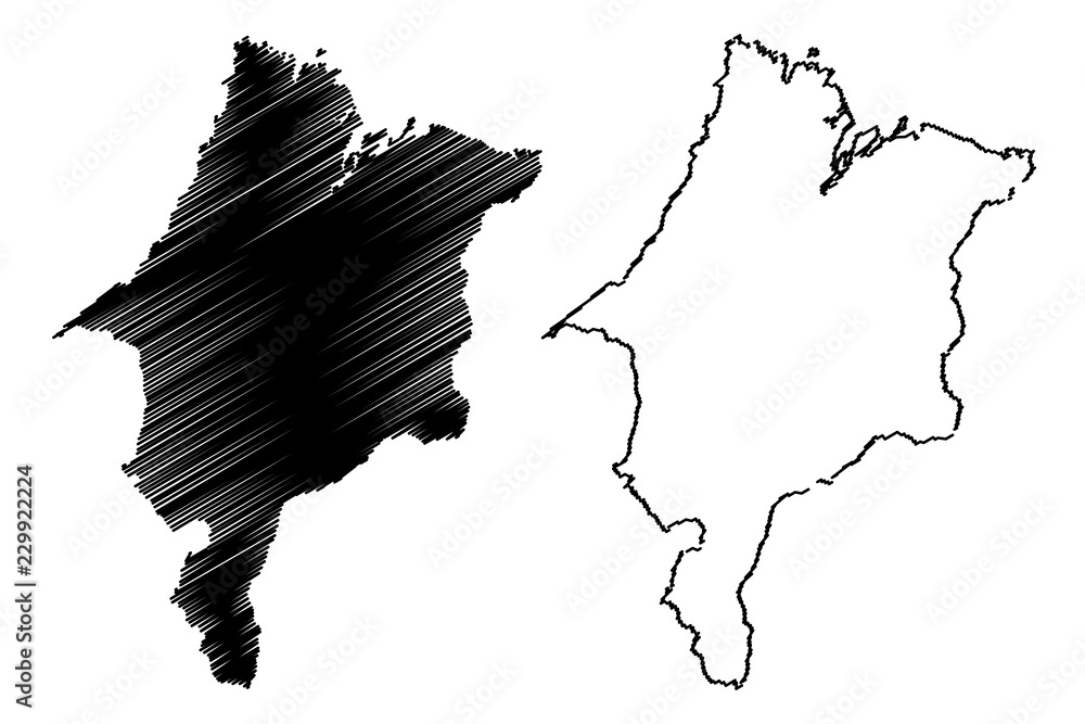 Maranhao (Region of Brazil, Federated state, Federative Republic of Brazil) map vector illustration, scribble sketch Maranhao map