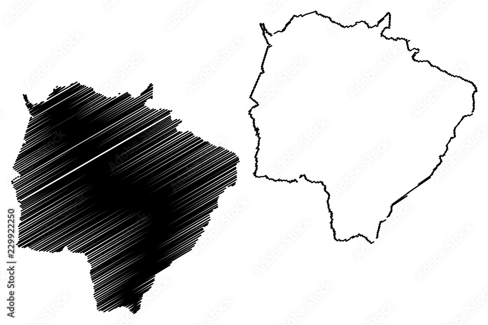 Mato Grosso do Sul (Region of Brazil, Federated state, Federative Republic of Brazil) map vector illustration, scribble sketch Mato Grosso do Sul map