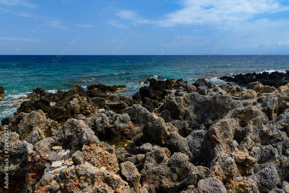 stony coast on Crete, Greece