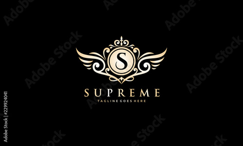 Luxury royal logo - wing vector template