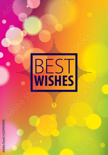 Happy Birthday vector greeting card. Includes lettering composition placed over colorful blurred lights abstract background. A4 format with CMYK colors acceptable for print.