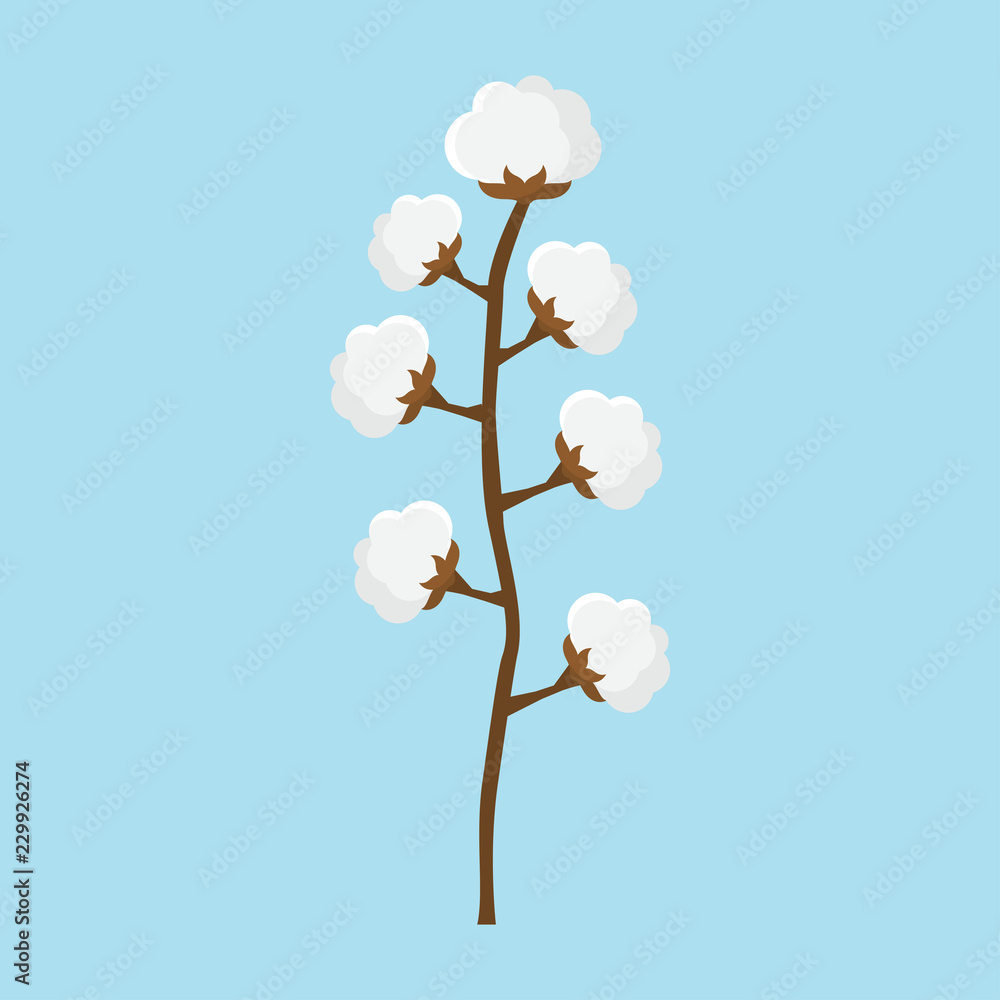 Fototapeta premium Baumwolle Baumwollpflanze Flat Design Icon 