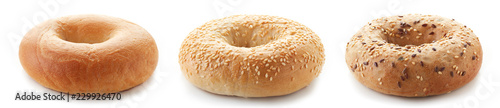 Photos Fresh bagels on white background