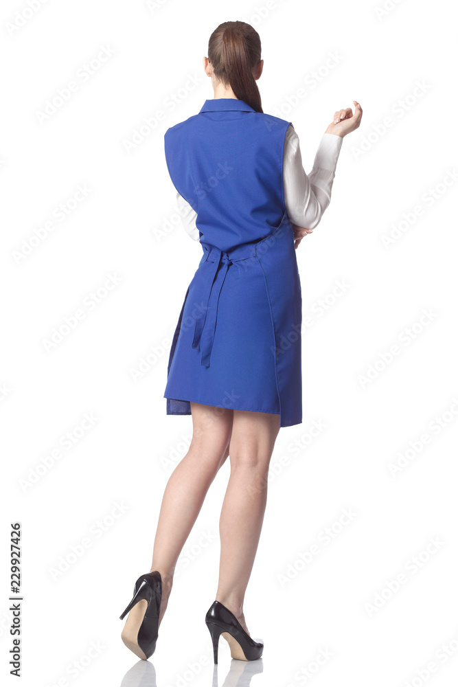 A beautiful female manager in blue clothes. A beautiful female manager in blue clothes.
