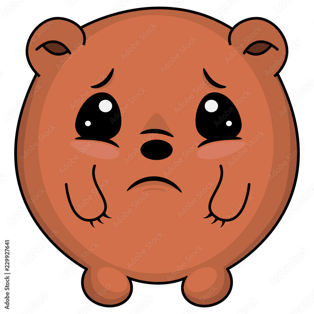 Sad taddy bear. Cartoon illustration of a bear looking sad. Cute ...
