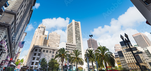 Union square in San Franciscisco under a blue sky photo