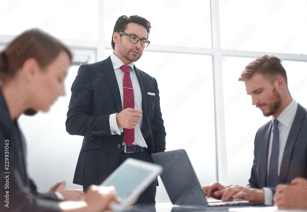 business team at a working meeting in the office business team at a working meeting in the office