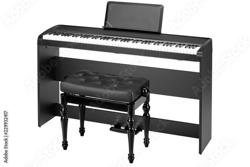 black piano and banquet isolated