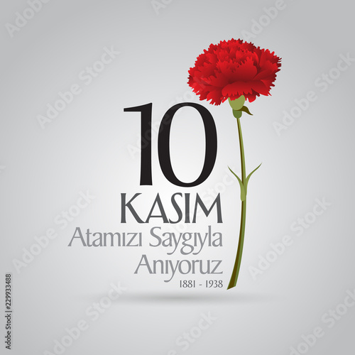 10 November, Mustafa Kemal Ataturk Death Day anniversary. Memorial day of Ataturk. Billboard Design. (TR: 10 Kasim, Atamizi Saygiyla Aniyoruz.)