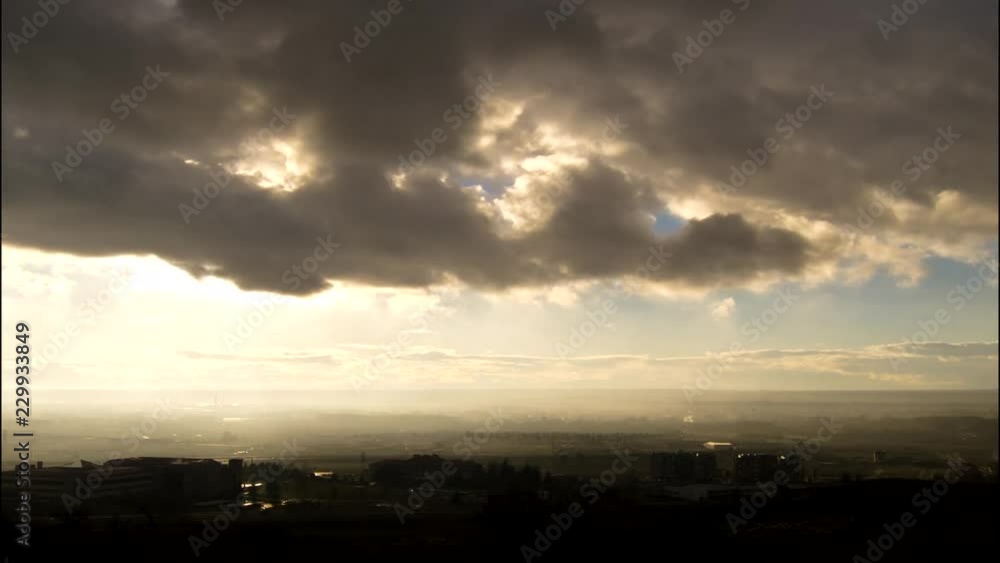 Scenic Sunset Clouds and Sun Across Colorful Sky. Time Lapse Scenic Sunset Clouds and Sun Across Colorful Sky. Time Lapse