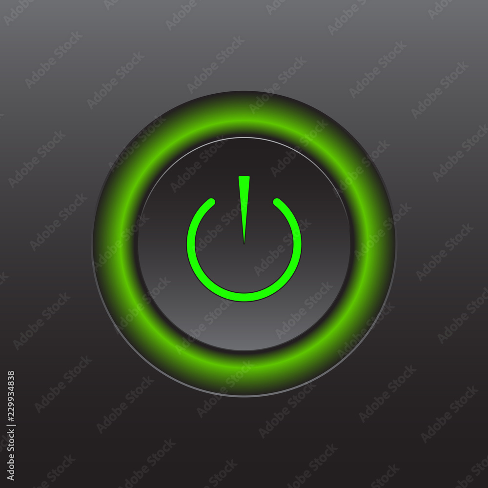 Power icon. Vector illustration on dark background. Power button logo. Power icon. Vector illustration on dark background. Power button logo.