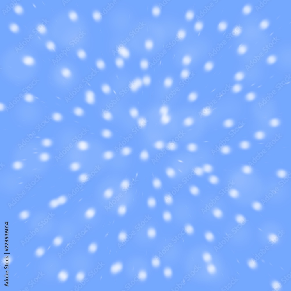 Obraz premium snowflakes falling on bright blue background with bokeh