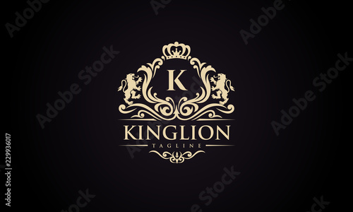 Luxury lion crest logo - royal lion vector template photo