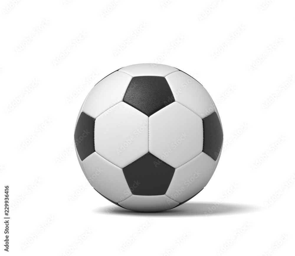 3d rendering of a single black and white leather ball for playing football or soccer. 3d rendering of a single black and white leather ball for playing football or soccer.