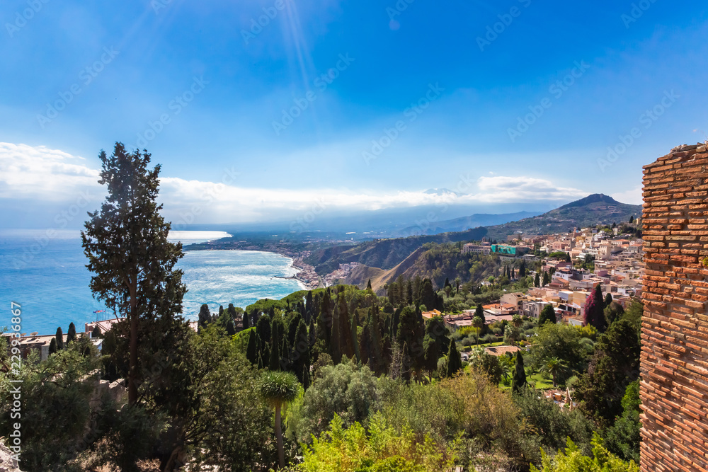 Fototapeta premium Taormina. Taormina has been main tourist destination in Sicily since the 19th century. Taormina, Sicily, Italy.