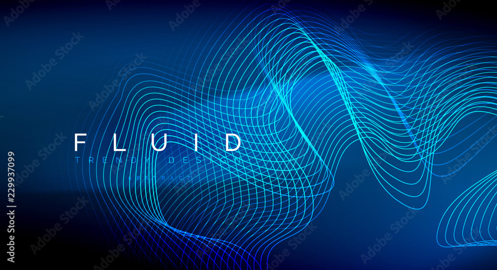 Blue neon particles glowing fluid wave lines, magic energy space light concept, abstract background wallpaper design Blue neon particles glowing fluid wave lines, magic energy space light concept, abstract background wallpaper design